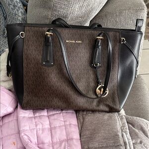 Michael Kors Black and Brown Tote Bag